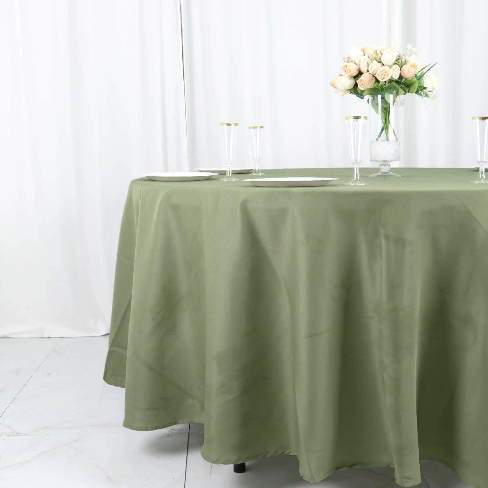 Tableclothsfactory 108" Wholesale Round Tablecloth Polyester Round Table Linens for Wedding Party Banquet Restaurant - Eucalyptus Sage Green - Image 9