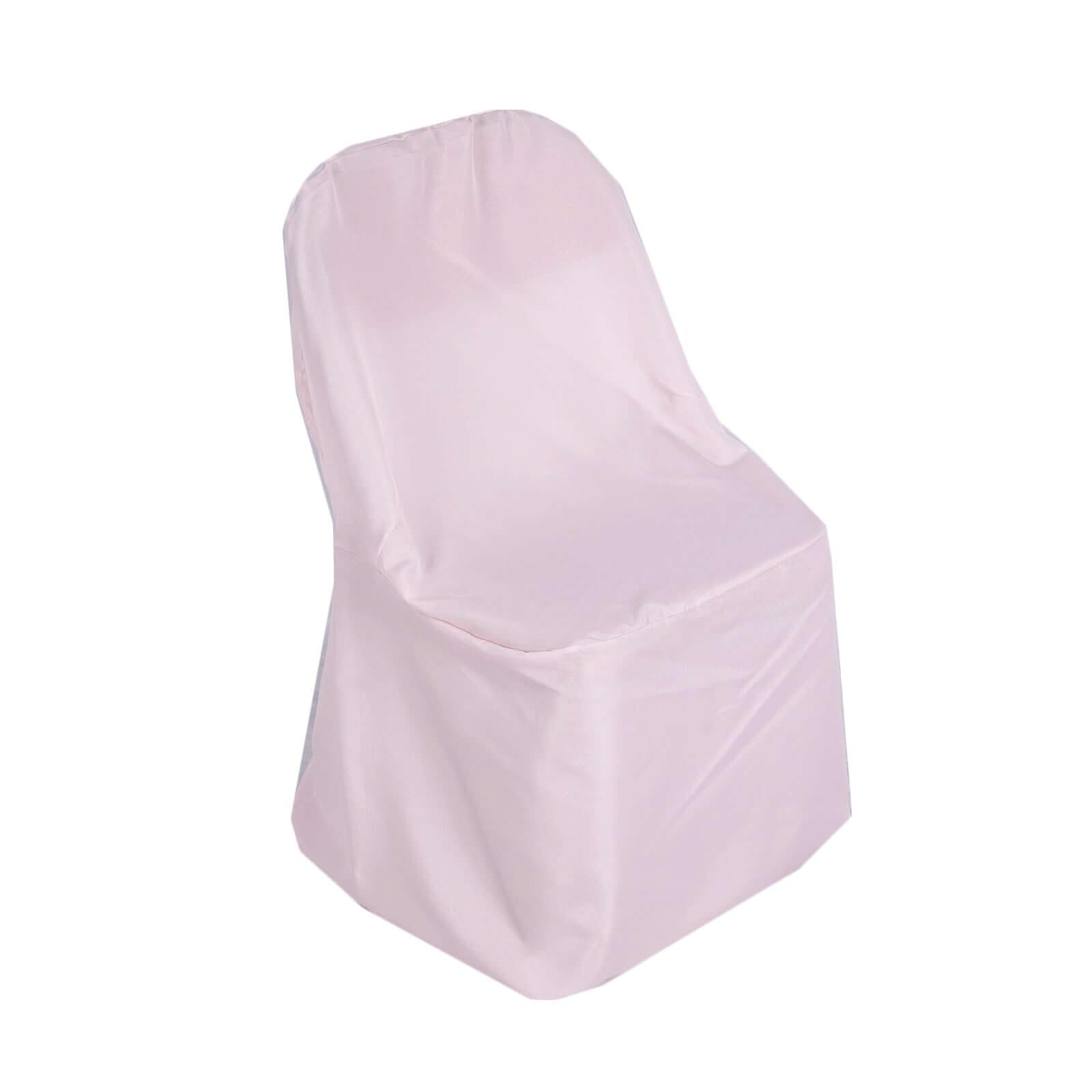 Tableclothsfactory 10PCS Blush Linen Polyester Folding Chair Cover Dinning Chair Slipcover for Wedding Party Event Banquet Catering - Image 3
