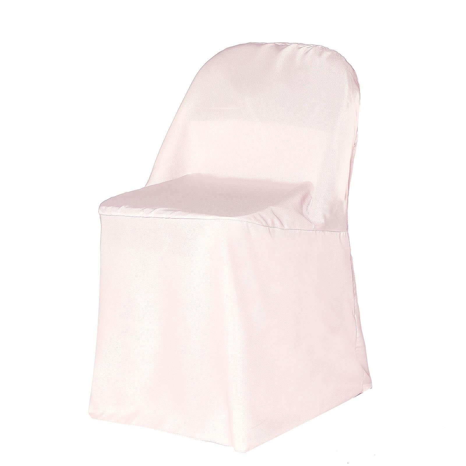 Tableclothsfactory 10PCS Blush Linen Polyester Folding Chair Cover Dinning Chair Slipcover for Wedding Party Event Banquet Catering - Image 8