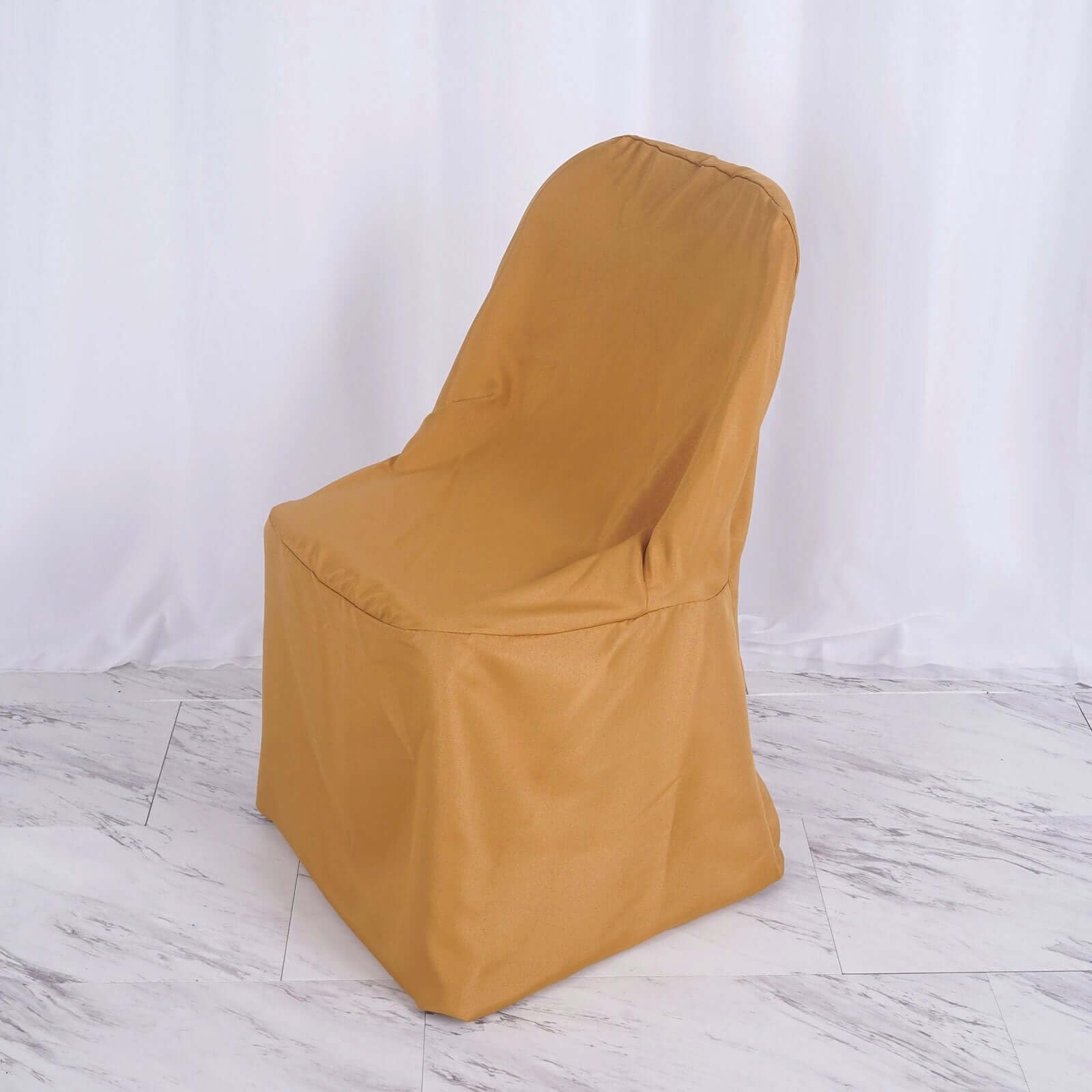 Tableclothsfactory 10PCS Gold Linen Polyester Folding Chair Cover Dinning Chair Slipcover for Wedding Party Event Banquet Catering - Image 7