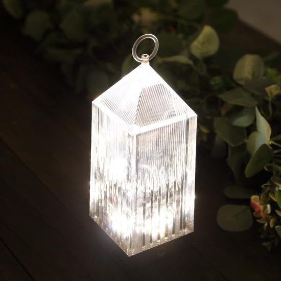 Tableclothsfactory 11" Retro Lighthouse Style LED Crystal Lantern Table Lamp, Rechargeable Touch Control Acrylic Decorative Night Light - Image 4