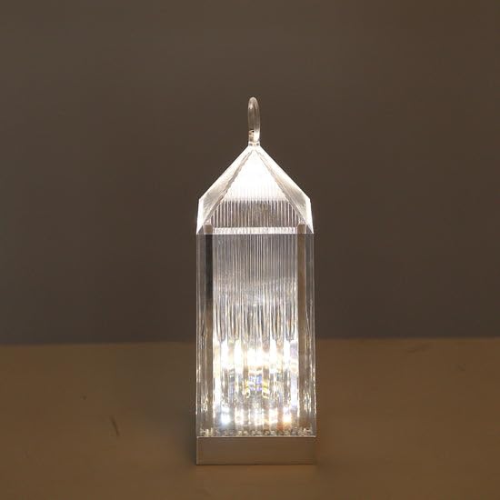 Tableclothsfactory 11" Retro Lighthouse Style LED Crystal Lantern Table Lamp, Rechargeable Touch Control Acrylic Decorative Night Light - Image 6