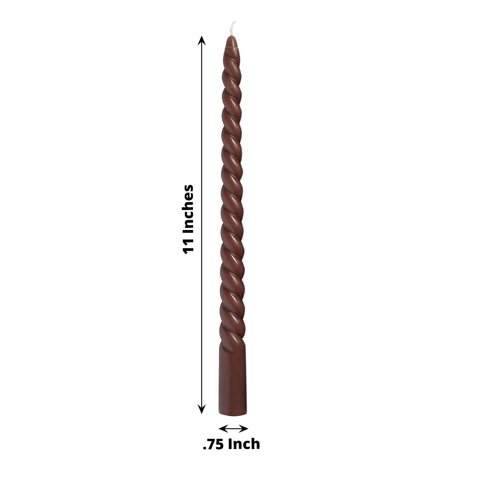 Tableclothsfactory 12 Pack | 11" Mocha Brown Premium Spiral Long Burn Wick Taper Candles, Tall Unscented Wax Dinner Candle Sticks - Image 3