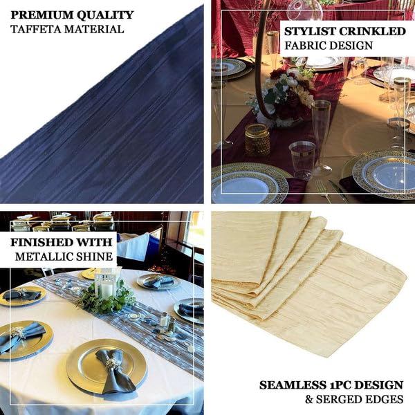 Tableclothsfactory 12" x 108" Dusty Blue Accordion Crinkle Taffeta Table Runner - Impeccable Metallic Glint of Lustrous - Perfect for Wedding Ceremonies, Parties, Upscale Occasions, and Any Special - Image 4