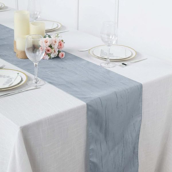 Tableclothsfactory 12" x 108" Dusty Blue Accordion Crinkle Taffeta Table Runner - Impeccable Metallic Glint of Lustrous - Perfect for Wedding Ceremonies, Parties, Upscale Occasions, and Any Special - Image 7