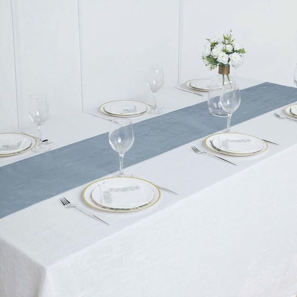 Tableclothsfactory 12" x 108" Dusty Blue Accordion Crinkle Taffeta Table Runner - Impeccable Metallic Glint of Lustrous - Perfect for Wedding Ceremonies, Parties, Upscale Occasions, and Any Special - Image 8