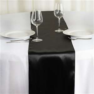 TABLECLOTHSFACTORY 12" x 108" Satin Runner for Table Top Wedding Catering Party Decorations Black - Image 3