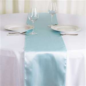 TABLECLOTHSFACTORY 12" x 108" Satin Runner for Table Top Wedding Catering Party Decorations Blue - Image 3