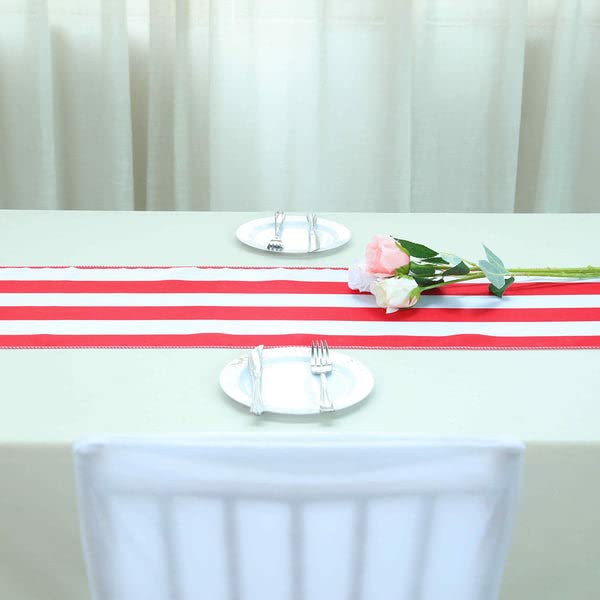 Tableclothsfactory 12" x 108" Satin Stripes Premium Table Runner for Wedding Decor Fit Rectangle and Round Table - Red/White - Image 3