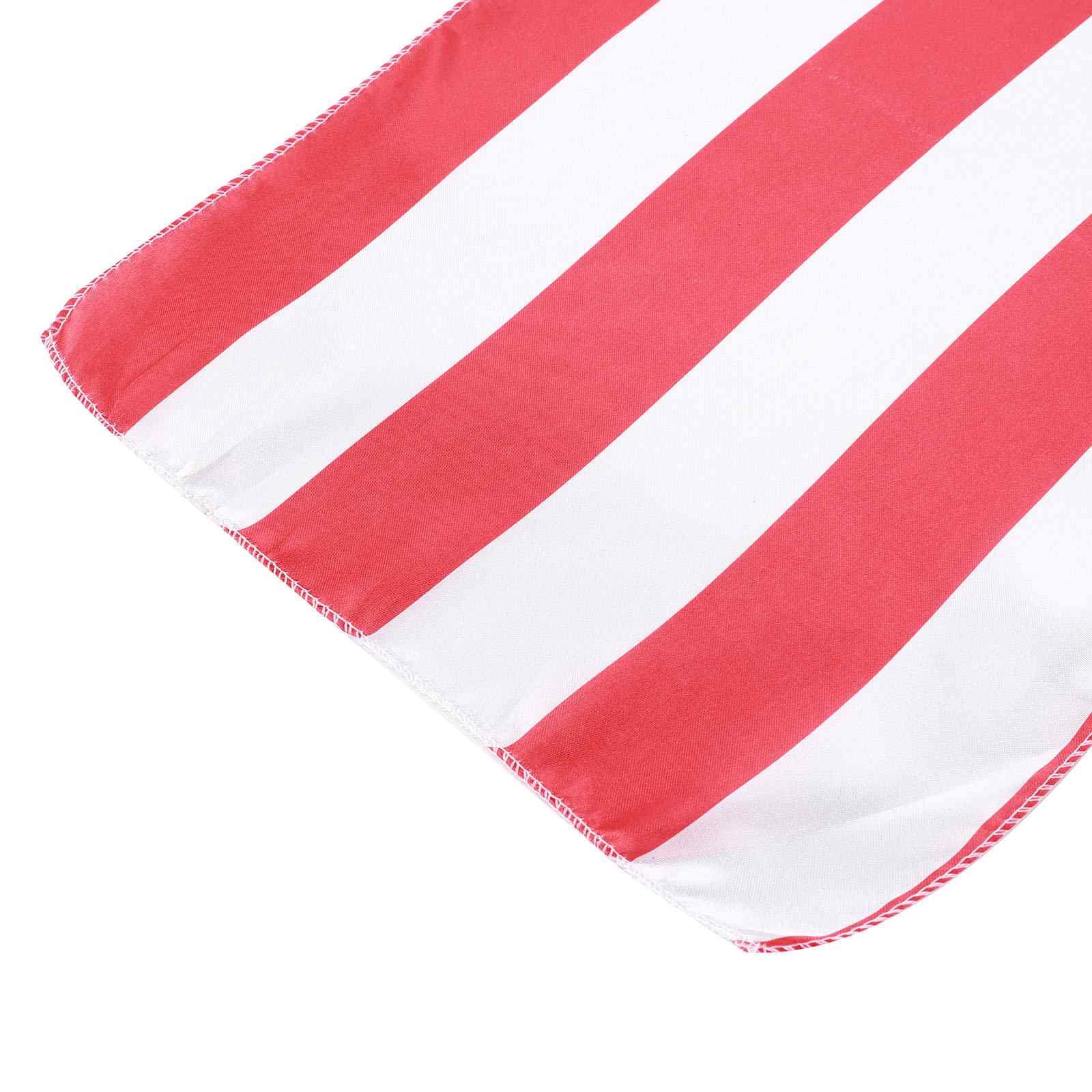 Tableclothsfactory 12" x 108" Satin Stripes Premium Table Runner for Wedding Decor Fit Rectangle and Round Table - Red/White - Image 9