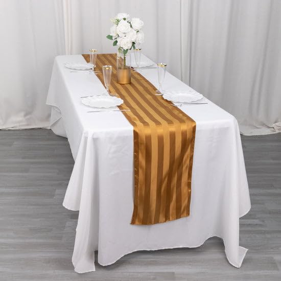 Tableclothsfactory 12"x108" Gold Satin Stripe Table Runner, Elegant Tablecloth Runner - Image 5