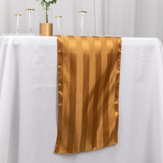 Tableclothsfactory 12"x108" Gold Satin Stripe Table Runner, Elegant Tablecloth Runner - Image 6