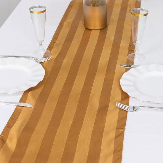 Tableclothsfactory 12"x108" Gold Satin Stripe Table Runner, Elegant Tablecloth Runner - Image 8
