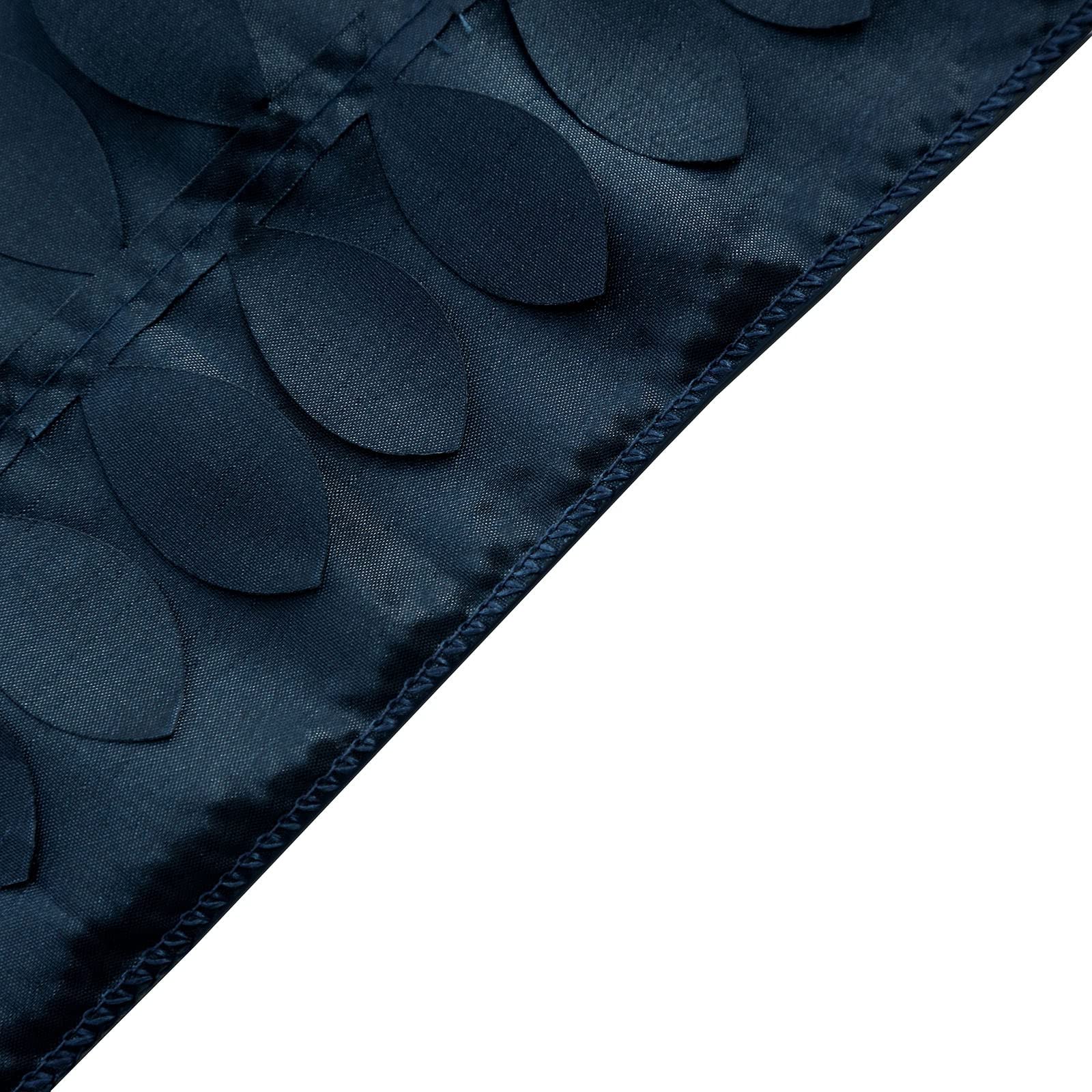 Tableclothsfactory 12"X108" Navy Blue 3D Leaf Petal Taffeta Fabric Table Runner - Image 3