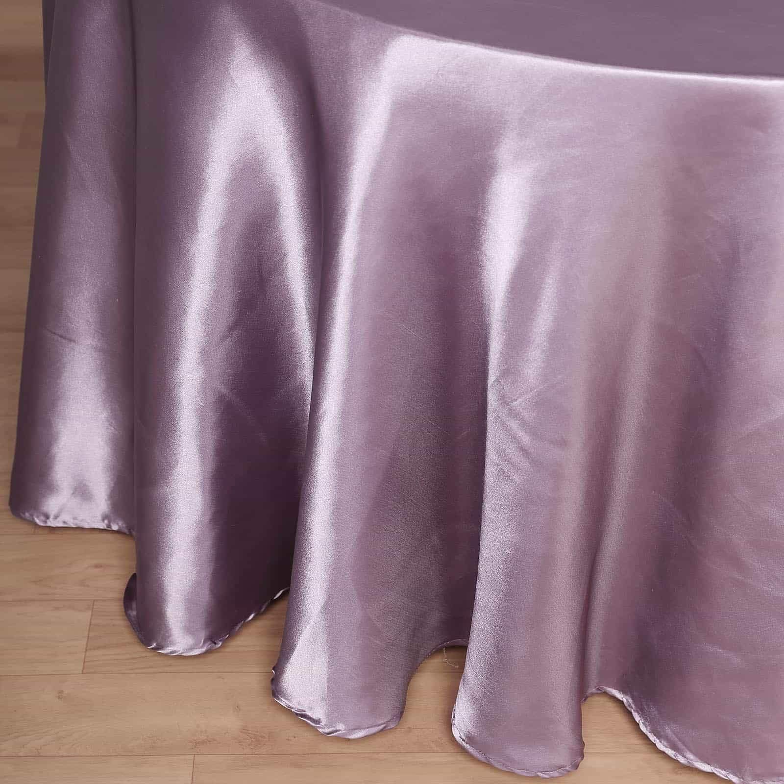 Tableclothsfactory 120" Amethyst Wholesale Linens Satin Round Tablecloth for Kitchen Dining Catering Wedding Birthday Party Events - Image 4