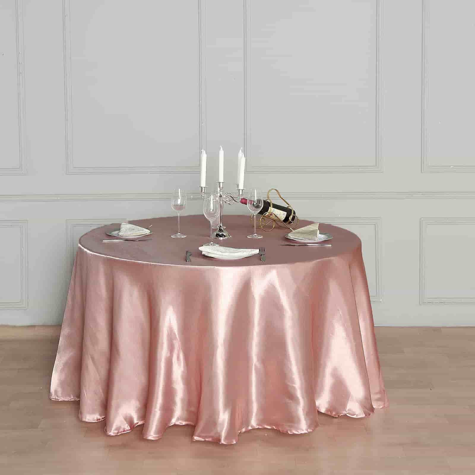 Tableclothsfactory 108" Dusty Rose Wholesale Linens Satin Round Tablecloth for Kitchen Dining Catering Wedding Birthday Party Events - Image 3