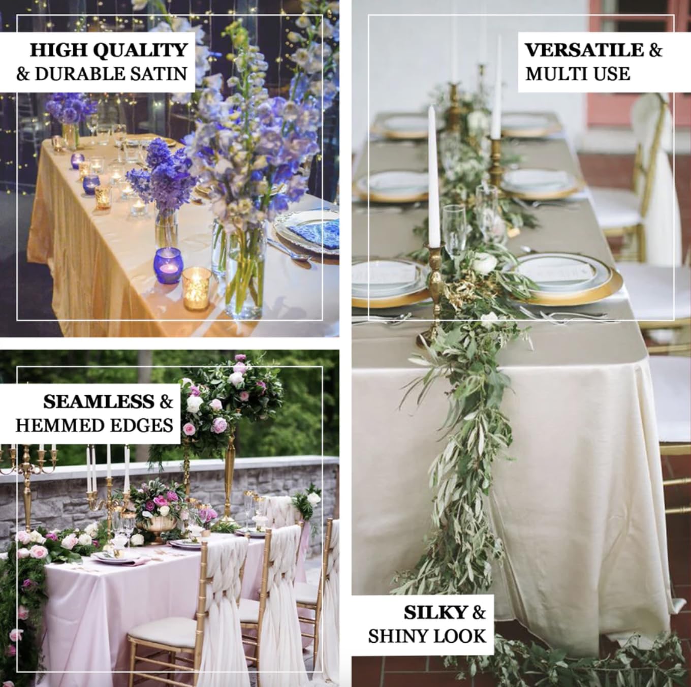 Tableclothsfactory 120" White Blue Chinoiserie Floral Print Seamless Satin Round Tablecloth, Wrinkle Resistant Tablecloth - Image 7