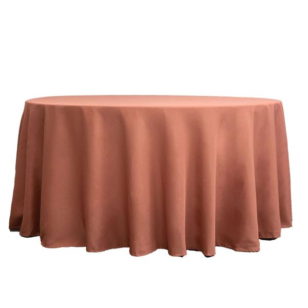 Tableclothsfactory 120" Wholesale Round Tablecloth Polyester Round Table Linens for Wedding Party Banquet Restaurant - Terracotta (Burnt Orange) - Image 3