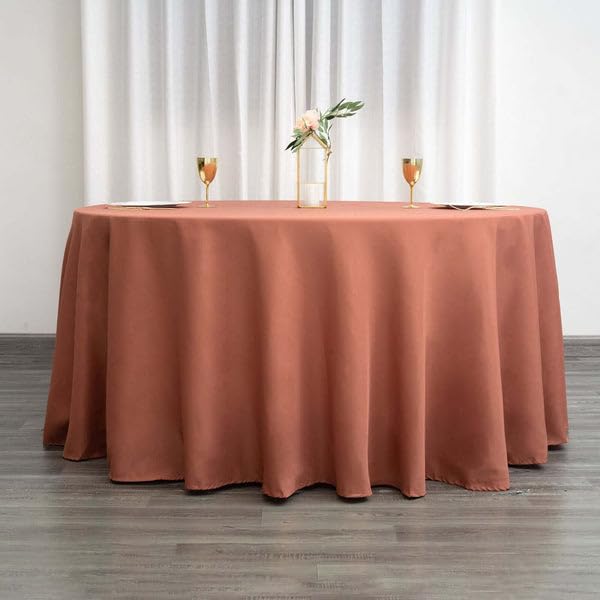Tableclothsfactory 120" Wholesale Round Tablecloth Polyester Round Table Linens for Wedding Party Banquet Restaurant - Terracotta (Burnt Orange) - Image 5