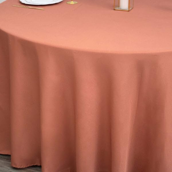 Tableclothsfactory 120" Wholesale Round Tablecloth Polyester Round Table Linens for Wedding Party Banquet Restaurant - Terracotta (Burnt Orange) - Image 6