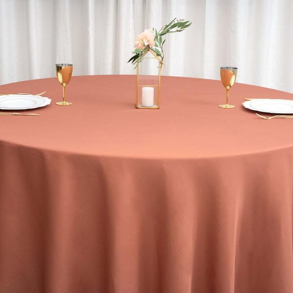 Tableclothsfactory 120" Wholesale Round Tablecloth Polyester Round Table Linens for Wedding Party Banquet Restaurant - Terracotta (Burnt Orange) - Image 7