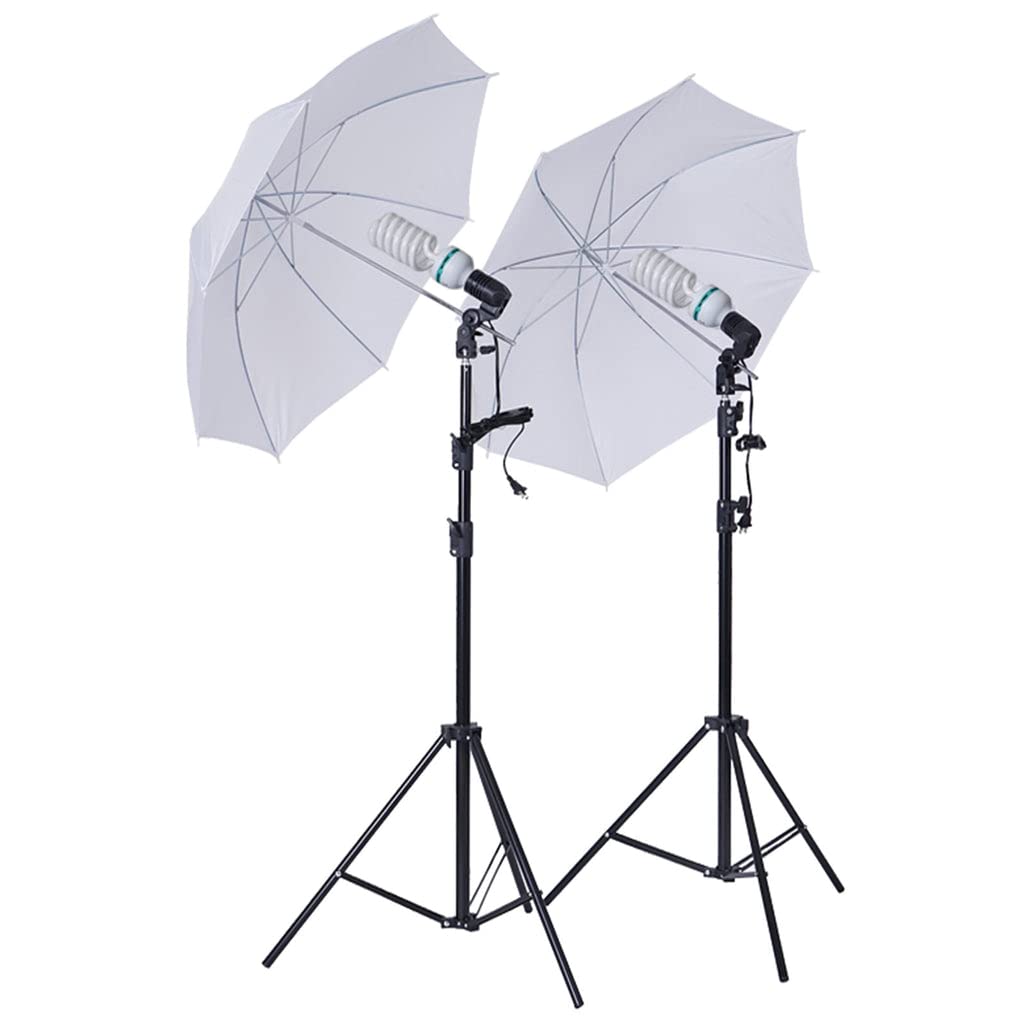 Tableclothsfactory 1200 Watts White Umbrella Soft Box Continuous Lighting Photo Video Studio Kit with Chromakey Background Muslins - Image 3