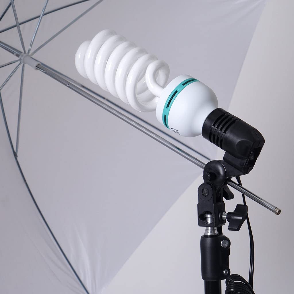 Tableclothsfactory 1200 Watts White Umbrella Soft Box Continuous Lighting Photo Video Studio Kit with Chromakey Background Muslins - Image 5