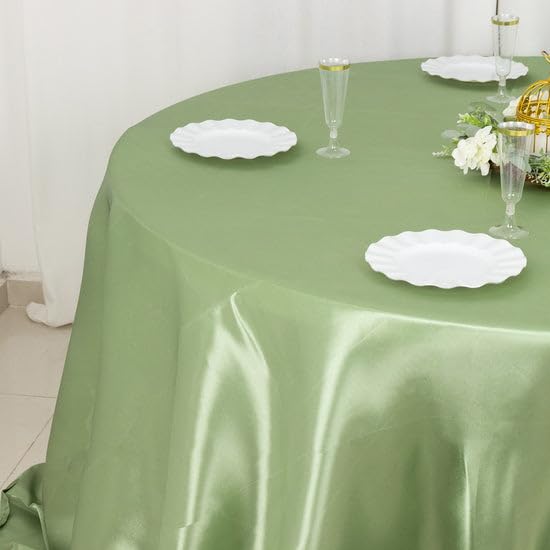 Tableclothsfactory 132" Sage Green Seamless Satin Round Tablecloth - Image 6