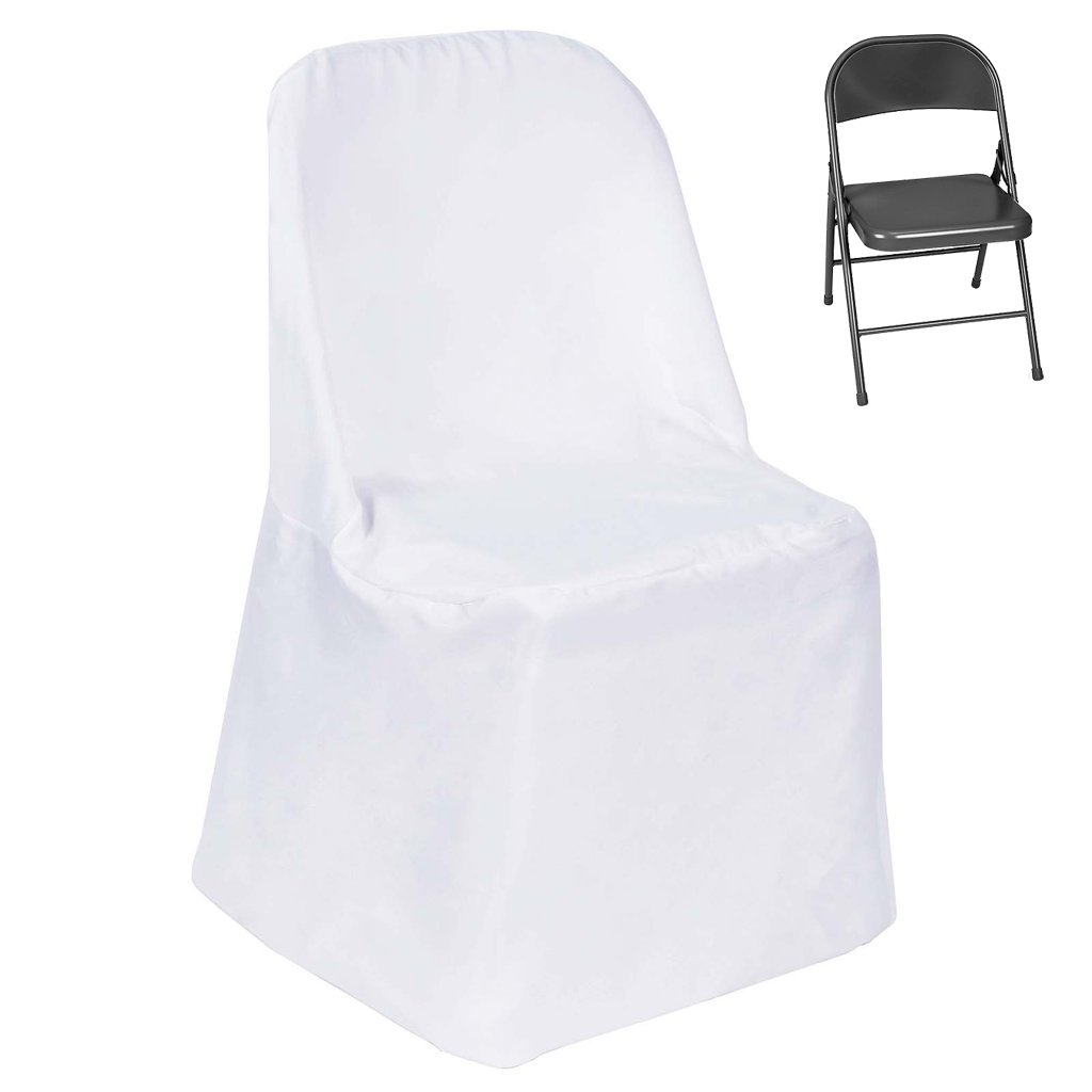 Tableclothsfactory 20 PCS White Linen Polyester Folding Chair Cover Dinning Chair Slipcover for Wedding Party Event Banquet Catering - Image 3