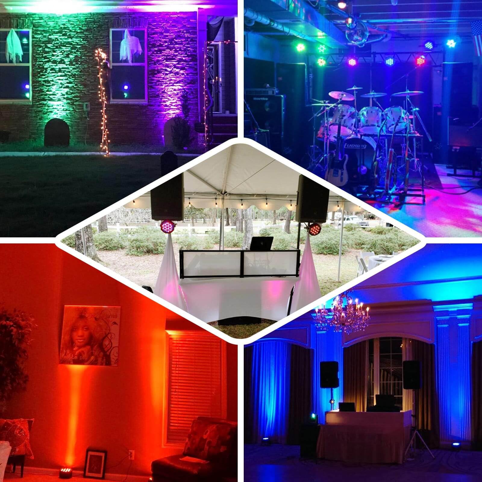 Tableclothsfactory 220V Auto Play Party Spotlight W/Remote, 36 LED DJ Stage Uplight, RGB Multi-Color Sound Activated Strobe Par Light - Image 5
