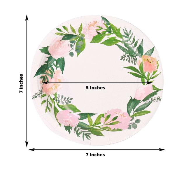 Tableclothsfactory 25 Pack | 7" Spring Floral Premium Dessert, Appetizer Paper Plates, Disposable Party Plates - 300 GSM - Image 3