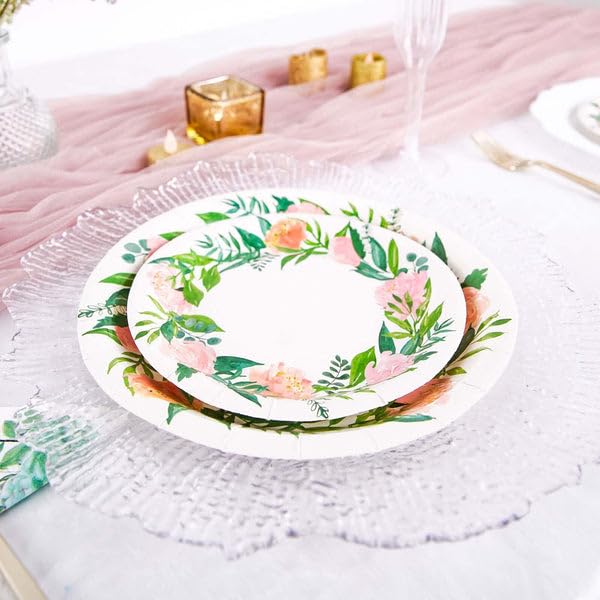 Tableclothsfactory 25 Pack | 7" Spring Floral Premium Dessert, Appetizer Paper Plates, Disposable Party Plates - 300 GSM - Image 5