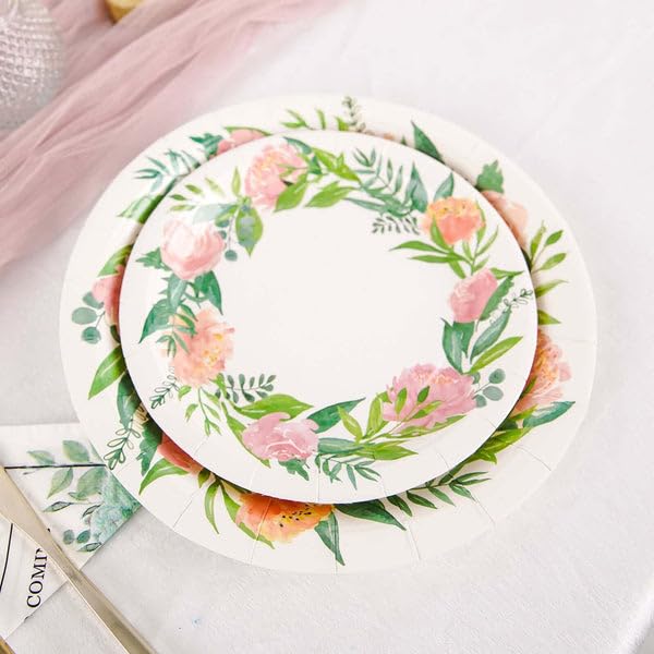 Tableclothsfactory 25 Pack | 7" Spring Floral Premium Dessert, Appetizer Paper Plates, Disposable Party Plates - 300 GSM - Image 7