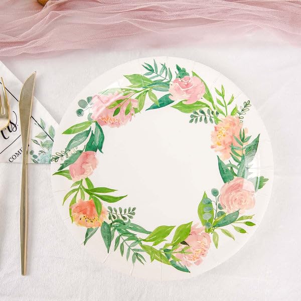 Tableclothsfactory 25 Pack | 7" Spring Floral Premium Dessert, Appetizer Paper Plates, Disposable Party Plates - 300 GSM - Image 9