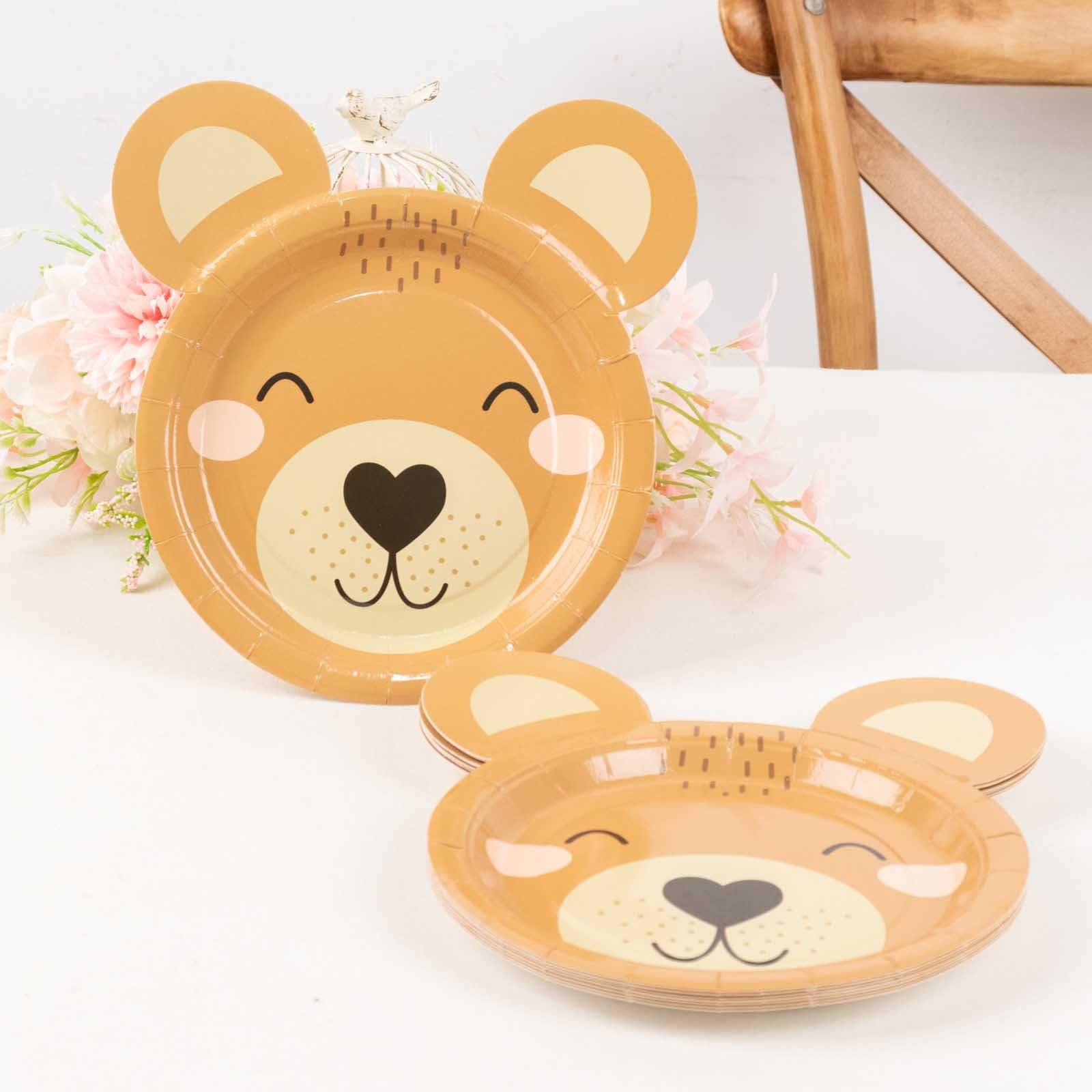 Tableclothsfactory 25 Pack Brown Teddy Bear Dessert Appetizer Paper Plates, 7" Round Animal Print Eco-Friendly Baby Shower Party Plates - 300GSM - Image 3