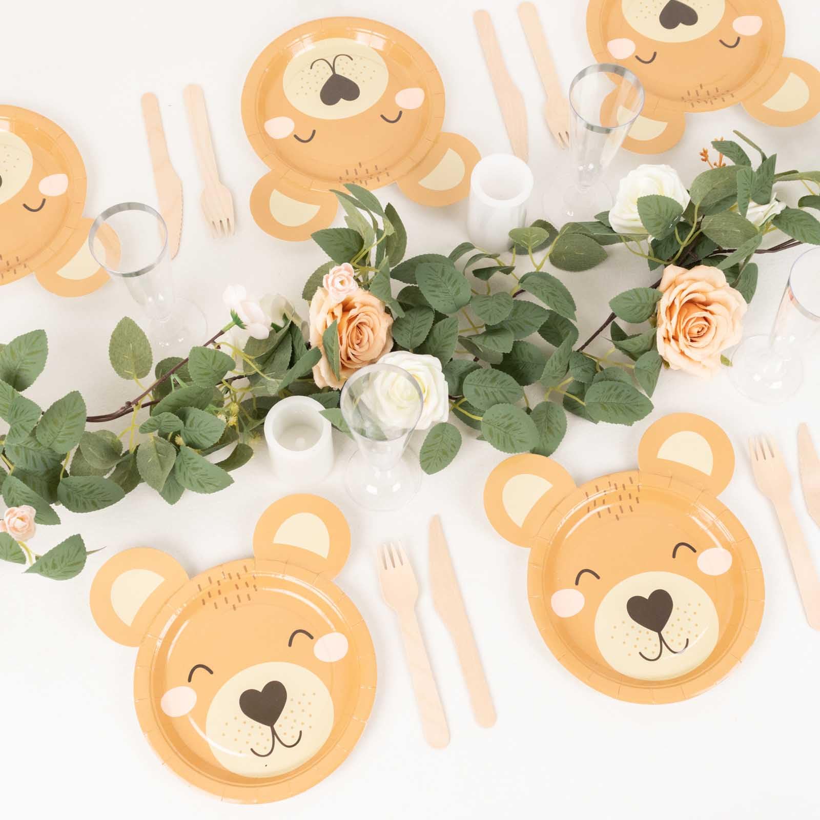 Tableclothsfactory 25 Pack Brown Teddy Bear Dessert Appetizer Paper Plates, 7" Round Animal Print Eco-Friendly Baby Shower Party Plates - 300GSM - Image 4