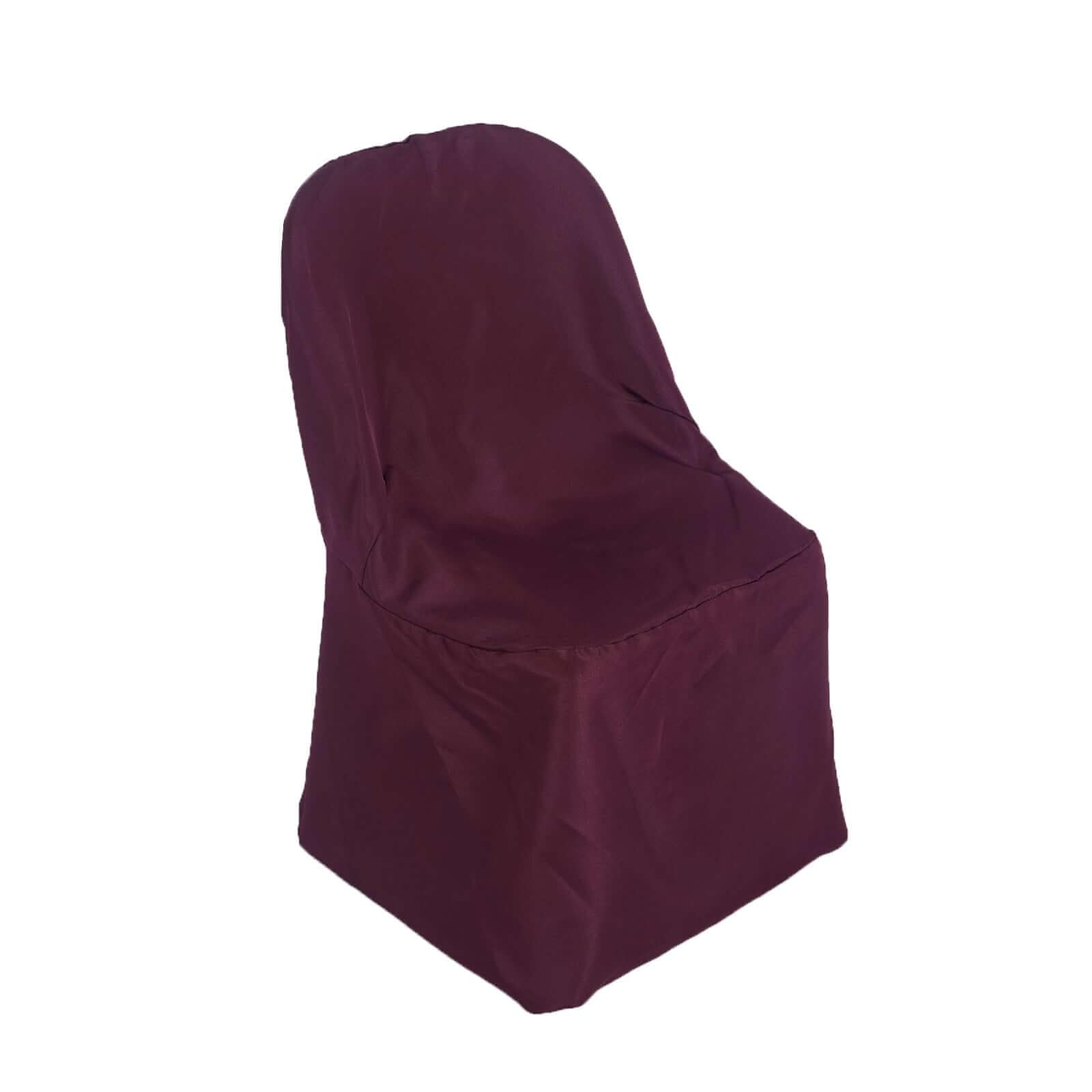 Tableclothsfactory 5PCS Burgundy Linen Polyester Folding Chair Cover Dinning Chair Slipcover for Wedding Party Event Banquet Catering - Image 3