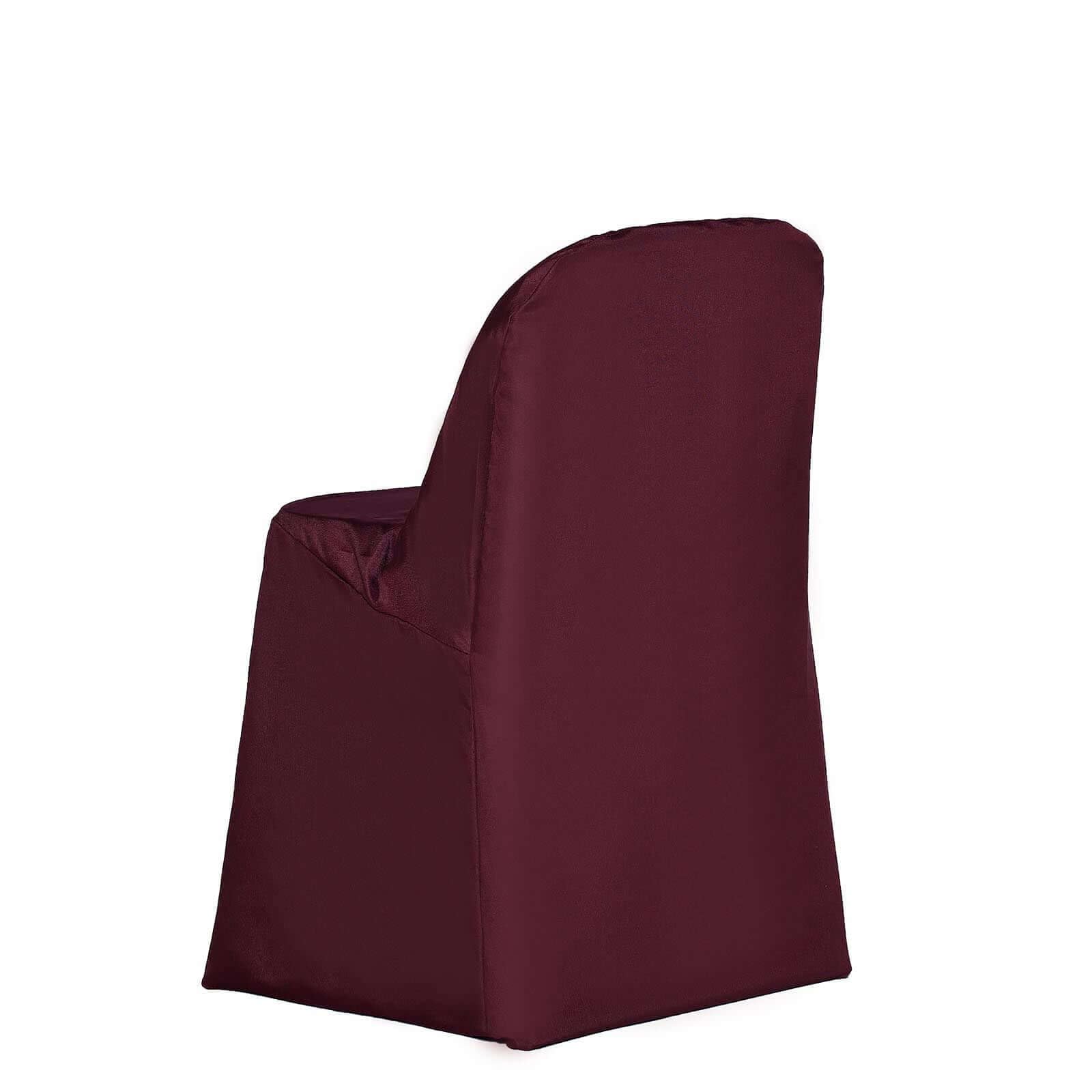 Tableclothsfactory 5PCS Burgundy Linen Polyester Folding Chair Cover Dinning Chair Slipcover for Wedding Party Event Banquet Catering - Image 7