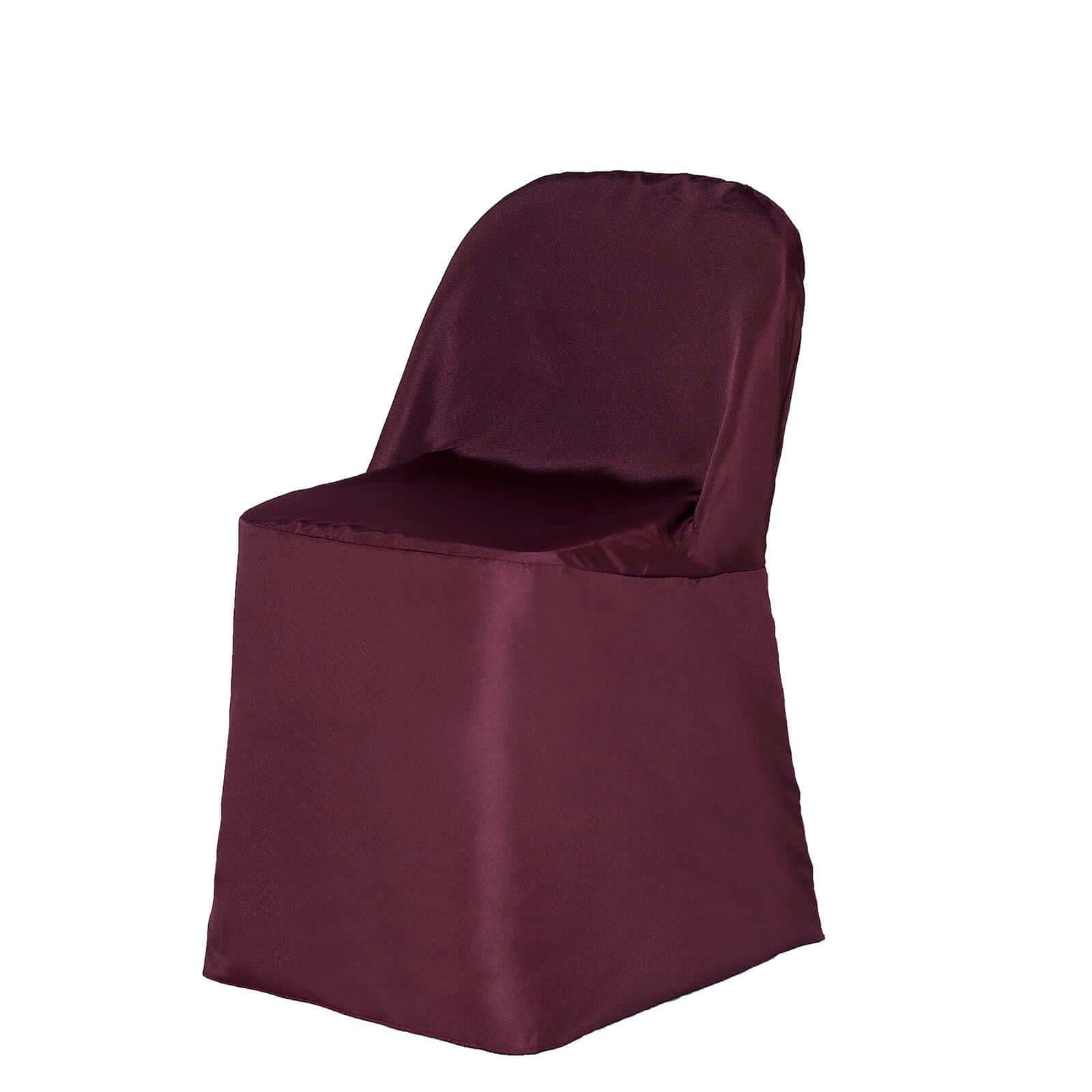 Tableclothsfactory 5PCS Burgundy Linen Polyester Folding Chair Cover Dinning Chair Slipcover for Wedding Party Event Banquet Catering - Image 8