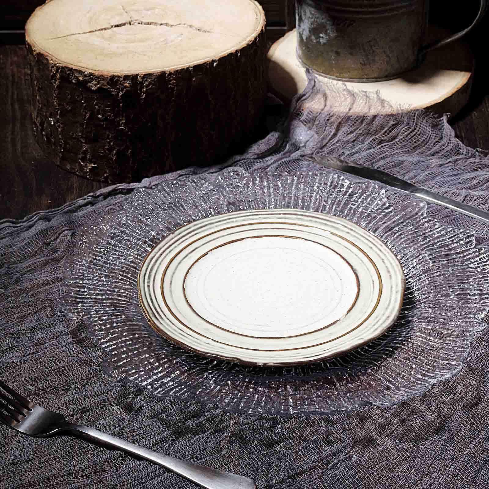 TABLECLOTHSFACTORY 6 Pack 13" Round Clear Acrylic Reef Charger Plates Ruffled Rim Dinner Charger Plates For Weddings Events - Image 4