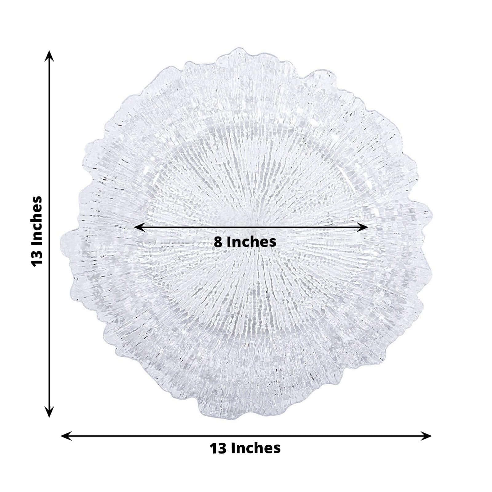 TABLECLOTHSFACTORY 6 Pack 13" Round Clear Acrylic Reef Charger Plates Ruffled Rim Dinner Charger Plates For Weddings Events - Image 5