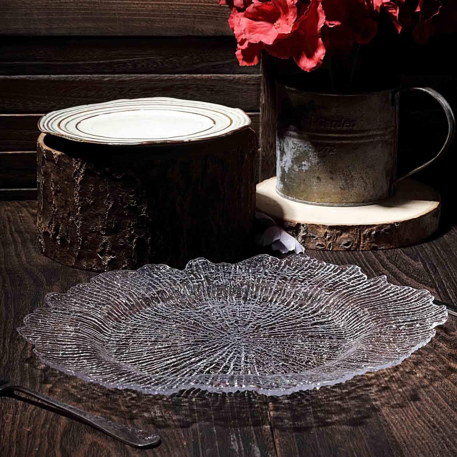 TABLECLOTHSFACTORY 6 Pack 13" Round Clear Acrylic Reef Charger Plates Ruffled Rim Dinner Charger Plates For Weddings Events - Image 6