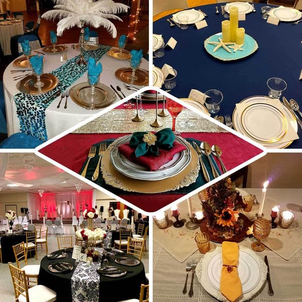 Tableclothsfactory 6 Pack Clear Gold 13" Round Baroque Charger Plates Leaf Embossed Rim for Tabletop Decor Catering Event Decoration - Image 5