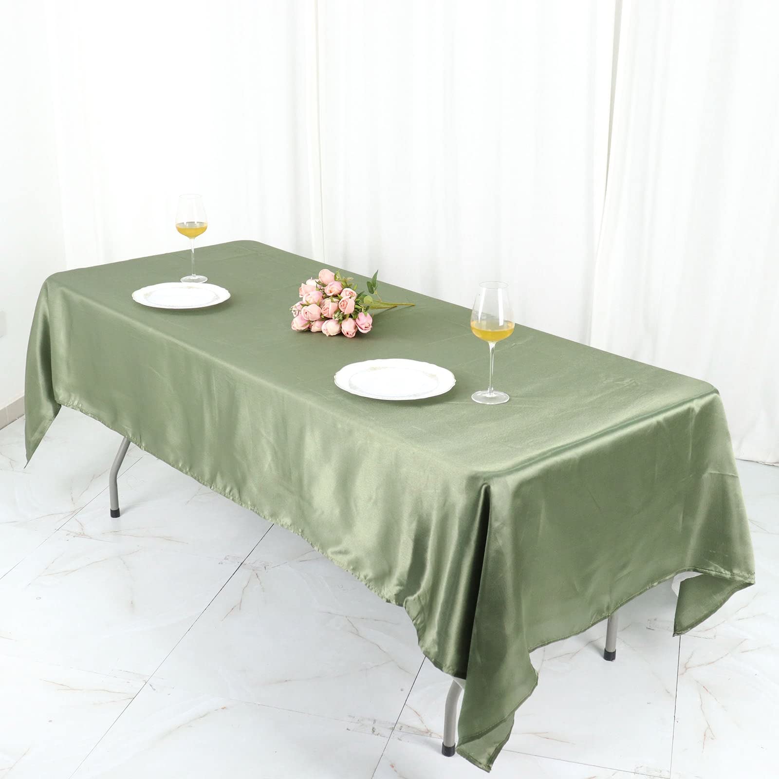 Tableclothsfactory 60x102 Rectangle Eucalyptus Sage Green Wholesale Satin Tablecloth Banquet Linen Wedding Party Restaurant Tablecloth - Image 6