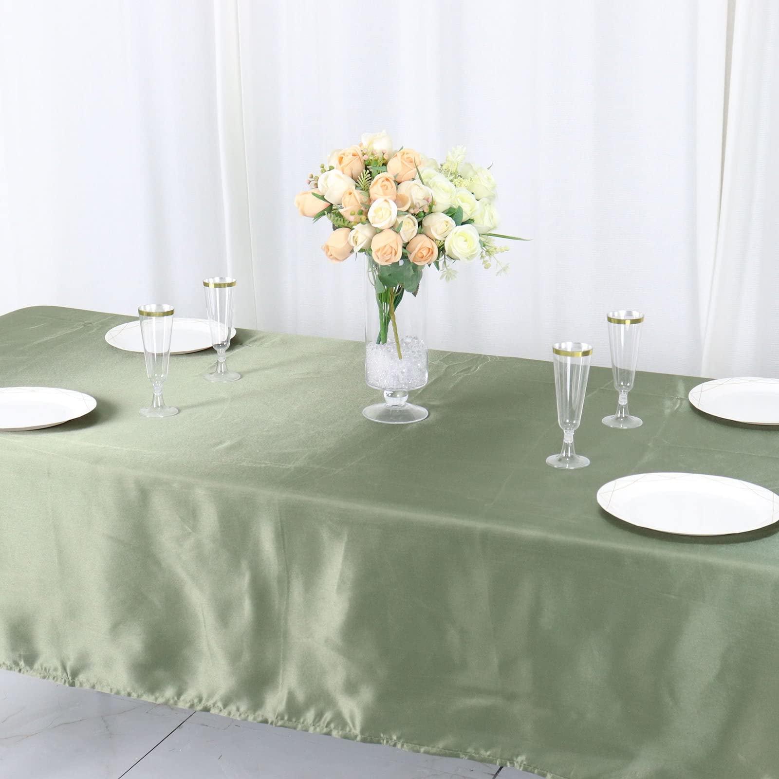 Tableclothsfactory 60x102 Rectangle Eucalyptus Sage Green Wholesale Satin Tablecloth Banquet Linen Wedding Party Restaurant Tablecloth - Image 8