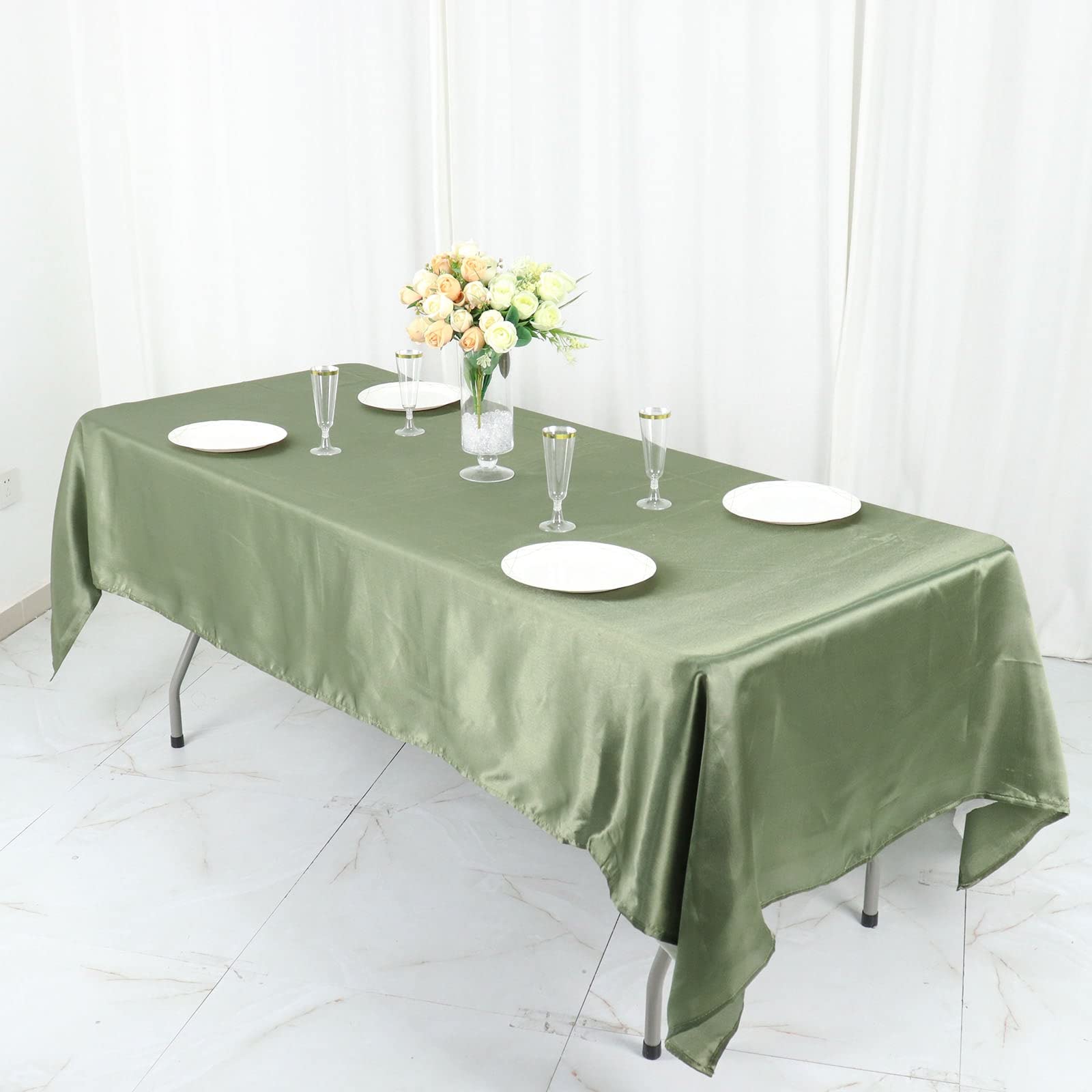 Tableclothsfactory 60x102 Rectangle Eucalyptus Sage Green Wholesale Satin Tablecloth Banquet Linen Wedding Party Restaurant Tablecloth - Image 9