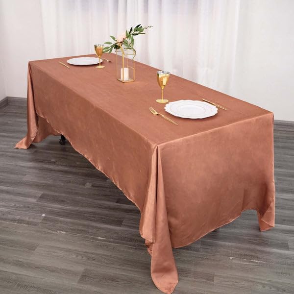 Tableclothsfactory 60x126 Rectangle Terracotta Wholesale Satin Tablecloth Banquet Linen Wedding Party Restaurant Tablecloth - Image 4
