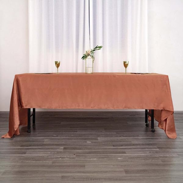 Tableclothsfactory 60x126 Rectangle Terracotta Wholesale Satin Tablecloth Banquet Linen Wedding Party Restaurant Tablecloth - Image 7