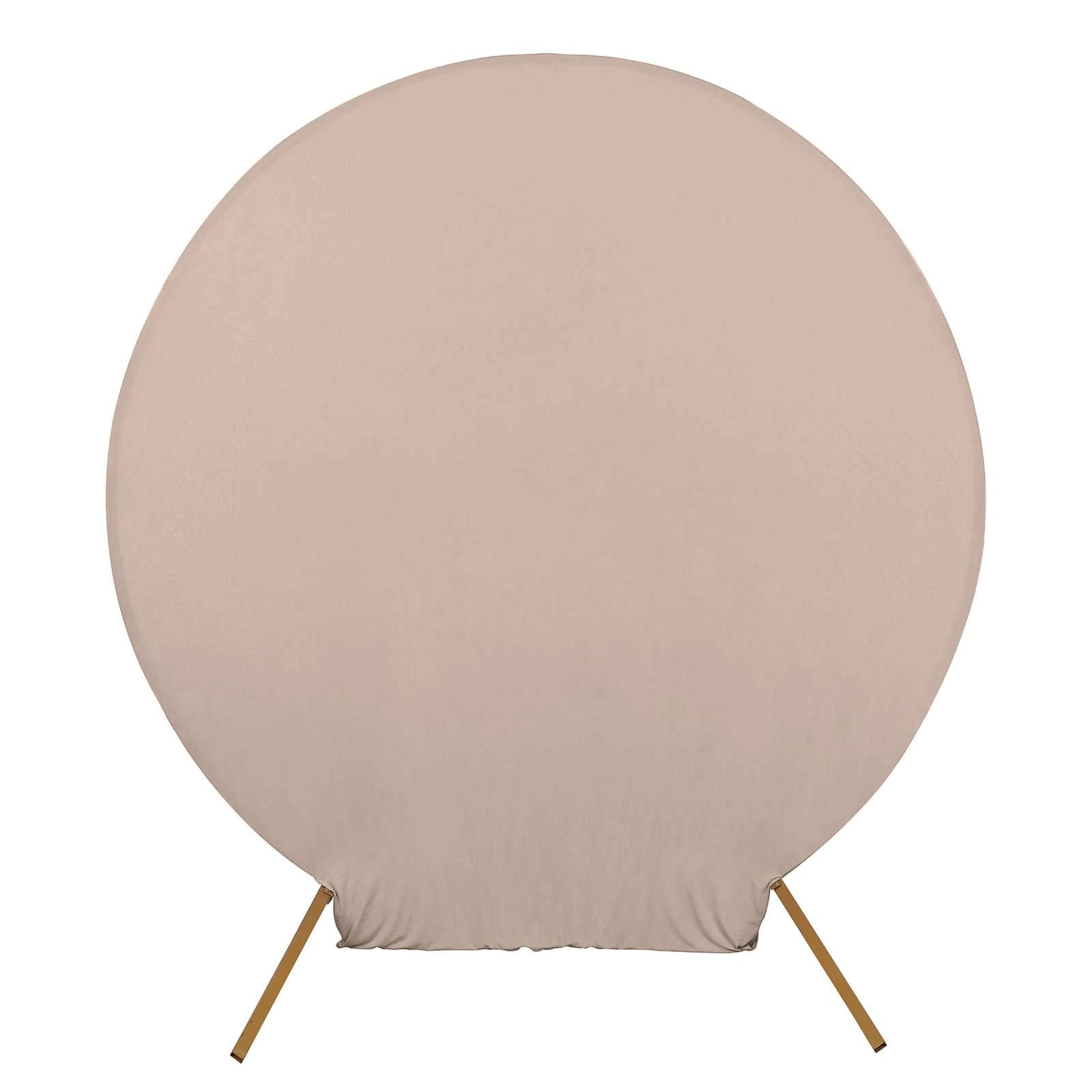 Tableclothsfactory 7.5ft Matte Nude Round Spandex Fit Wedding Arch Backdrop Cover - 2-Sided Custom Fit Backdrop Stand Arch Cover - Image 3
