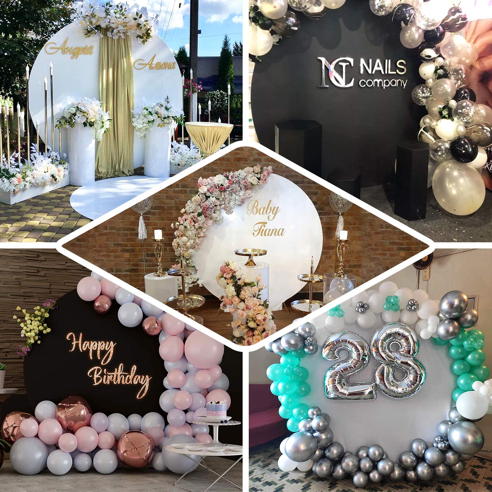 Tableclothsfactory 7.5ft Matte Nude Round Spandex Fit Wedding Arch Backdrop Cover - 2-Sided Custom Fit Backdrop Stand Arch Cover - Image 5